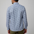 Airplane Print Drytouch Button-Up Shirt // Navy (S)