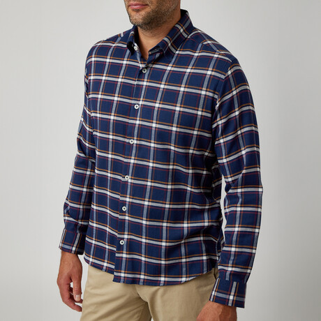 Plaid Drytouch Button-Up Shirt // Navy (XS)