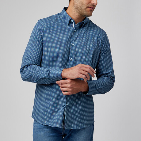 Ring Geo Print Button-Up Shirt // Slate Blue (XS)