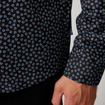 Accent Ditsy Print Button-Up Shirt // Black (M)