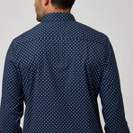 Painted Dot Print Button-Up Shirt // Navy (3XL)