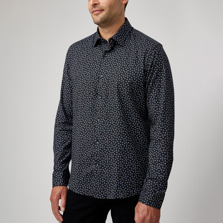 Accent Ditsy Print Button-Up Shirt // Black (XS)