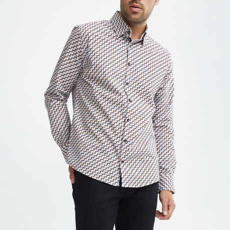 Scotch Print Woven Button-Up Shirt // White (XS)