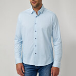 Knot Geo Print Drytouch Button-Up Shirt // Blue (M)