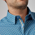 Painted Dot Print Button-Up Shirt // Slate Blue (L)