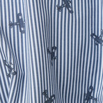 Airplane Print Drytouch Button-Up Shirt // Navy (S)