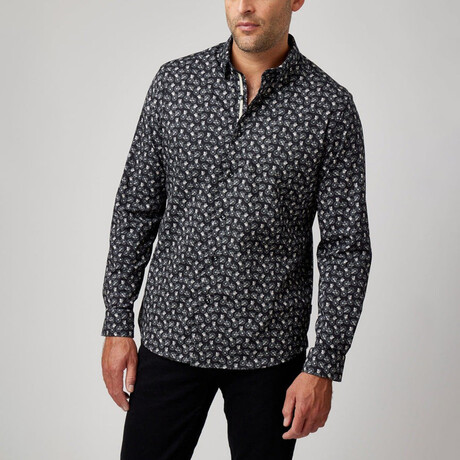 Bicycle Print Button-Up Shirt // Black (XS)