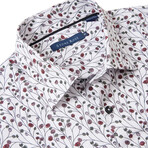 Floral Print Button-Up Shirt // Berry (L)