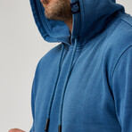 Garment Washed Hoodie // Denim Blue (L)