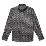 Bicycle Print Button-Up Shirt // Black (3XL)