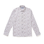 Floral Print Button-Up Shirt // Berry (L)