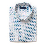 Flower Branch Print Button-Up Shirt // Teal (3XL)