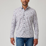 Floral Print Button-Up Shirt // Berry (L)