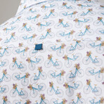 Bicycle Print Button-Up Shirt // White (3XL)