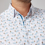 Bicycle Print Button-Up Shirt // White (3XL)