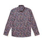 Fancy Moth Print Button-Up Shirt // Navy (M)