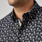 Bicycle Print Button-Up Shirt // Black (3XL)