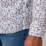 Floral Print Button-Up Shirt // Berry (L)