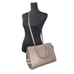 Burberry Small Banwell Mix Material Mink Tote // Gray