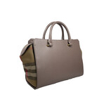 Burberry Small Banwell Mix Material Mink Tote // Gray