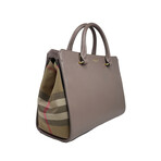 Burberry Small Banwell Mix Material Mink Tote // Gray