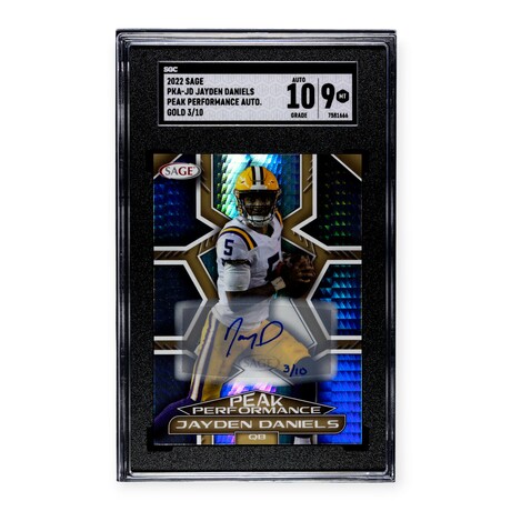 Jayden Daniels // 2022 Sage Peak Performace Autograph // Limited Edition #3/10 // Rookie Card // SGC 9 Mint+ w/ 10 Auto Grade