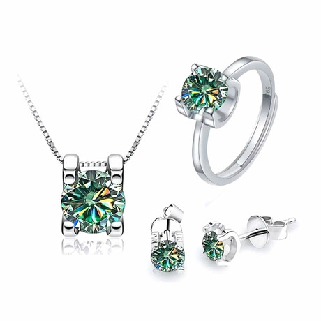 Moissanite Set of 4 // Blue Green