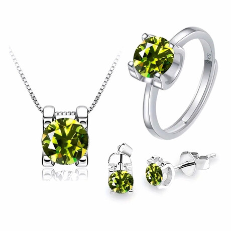 Moissanite Set of 4 // Yellow Green