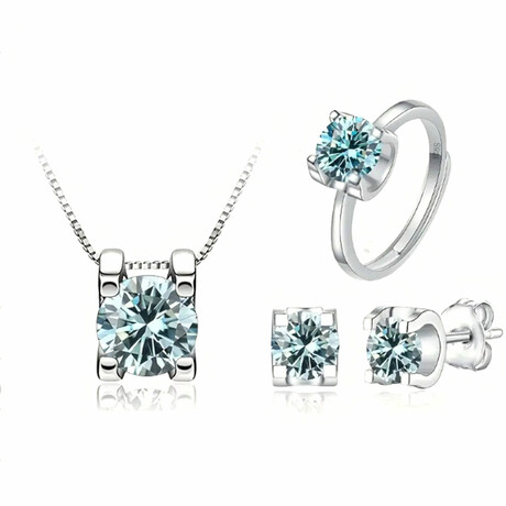 Moissanite Set of 4 // Blue