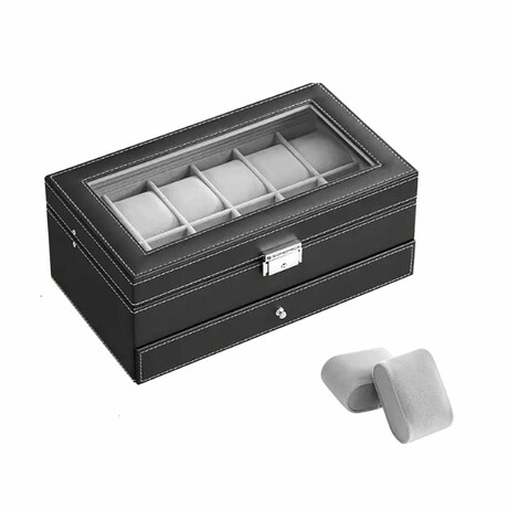 12 Slot Watch Box with Glass Lockable Case