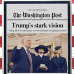 Donald Trump Autographed 2025 Inauguration USA Flag Framed w/ Actual Newspaper