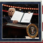 Donald Trump Autographed 2025 Inauguration USA Flag Framed w/ Actual Newspaper