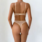 2 Piece Lingerie Set Whisper Sheer // Pink (M)