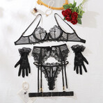 Midnight Bloom Lace Lingerie Set // Black (M)