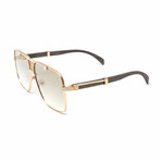 Unisex // Brigade 18KT Rose Gold & Wood Sunglasses // Gradient Grey + White Gold