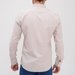 Placket Detail Button-Up Shirt // Beige (2XL)