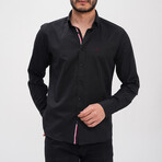 Placket Detail Button-Up Shirt // Black (XL)