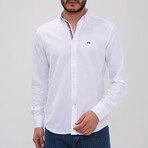 Placket Detail Button-Up Shirt // White (L)