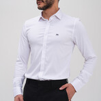 Patterned Button-Up Shirt // White (L)