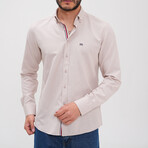 Placket Detail Button-Up Shirt // Beige (2XL)