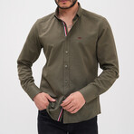 Placket Detail Button-Up Shirt // Khaki (2XL)