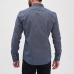Placket Detail Button-Up Shirt // Oil Blue (2XL)