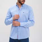 Placket Detail Button-Up Shirt // Light Blue (XL)