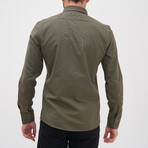 Placket Detail Button-Up Shirt // Khaki (2XL)