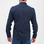Placket Detail Button-Up Shirt // Navy Blue (2XL)
