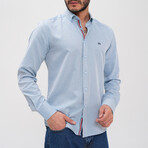 Placket Detail Button-Up Shirt // Slate Blue (L)