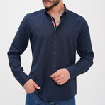 Placket Detail Button-Up Shirt // Navy Blue (2XL)