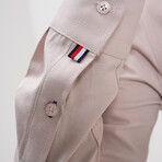 Placket Detail Button-Up Shirt // Beige (2XL)