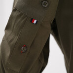 Placket Detail Button-Up Shirt // Khaki (2XL)