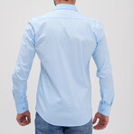 Patterned Pencil Stripe Button-Up // Light Blue + White (L)